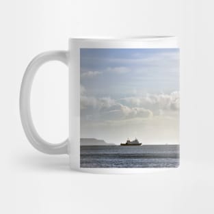 The ferries Bute and Argyle about to pass each other, Firth of Clyde, Scotland Mug